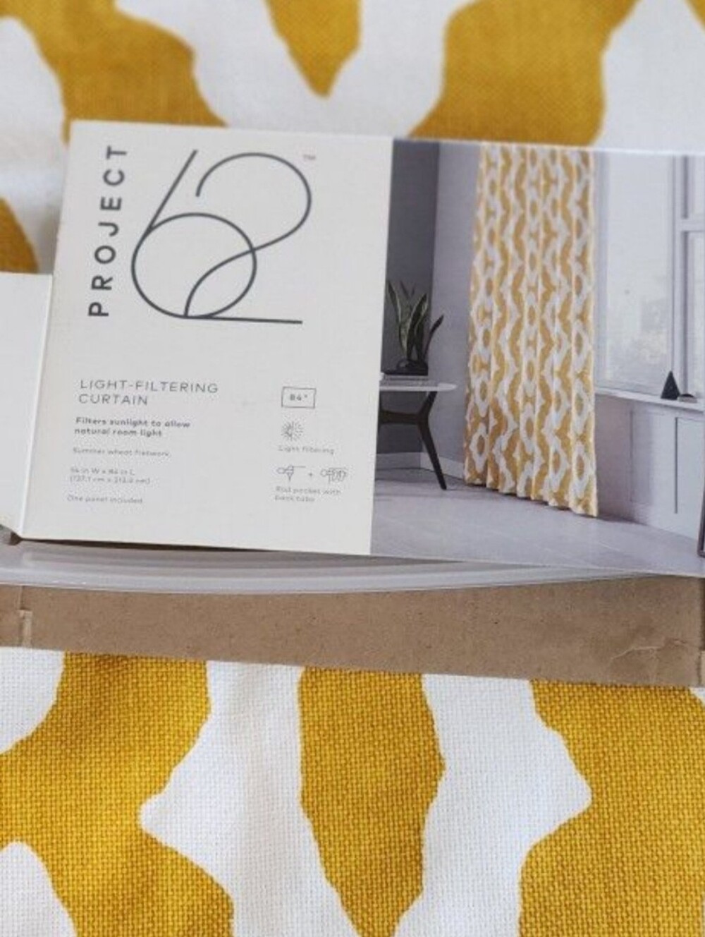 Project 62 Yellow and White Wave-Pattern Curtain Panels
